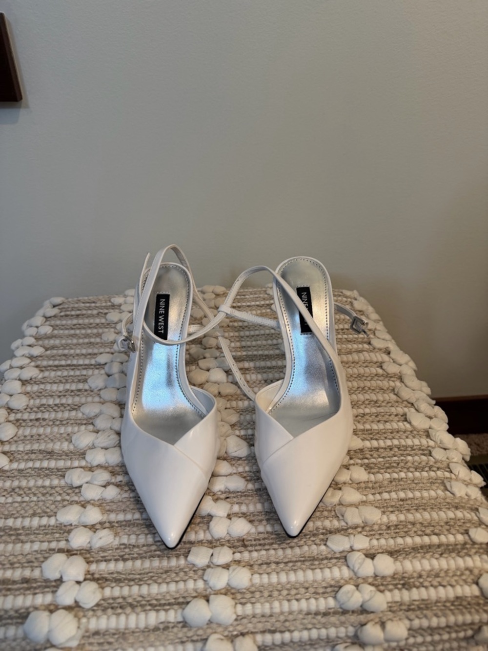 Nine West White Pointed-Toe Slingback Pumps